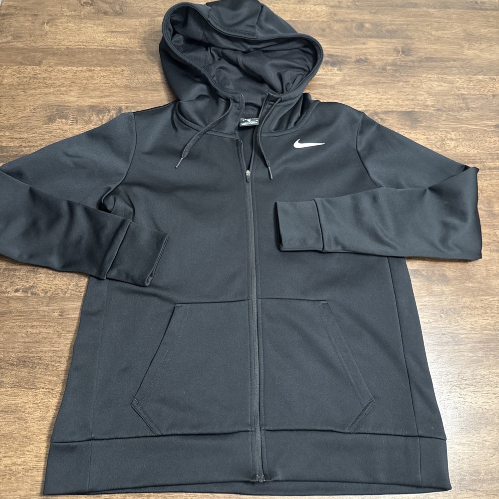 Nike Dri-FIT Full Zip Hoodie Womens Medium Black Swoosh Active Athletic Jacket